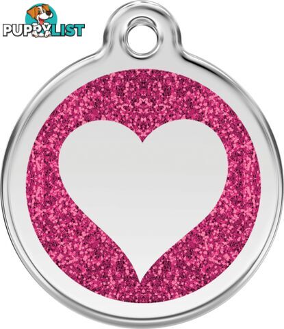 RED DINGO GLITTER HOT PINK HEART TAG - LIFETIME GU