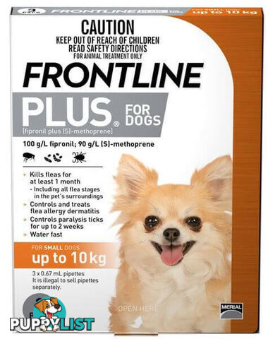 FRONTLINE PLUS FOR SMALL DOGS UP TO 10KG (ORANGE)