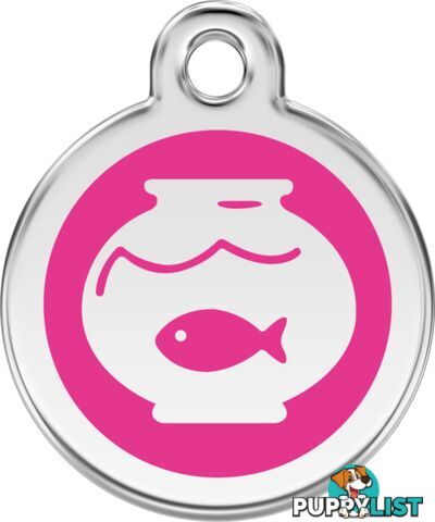 RED DINGO ENAMEL FISH BOWL TAG - HOT PINK - LIFETI