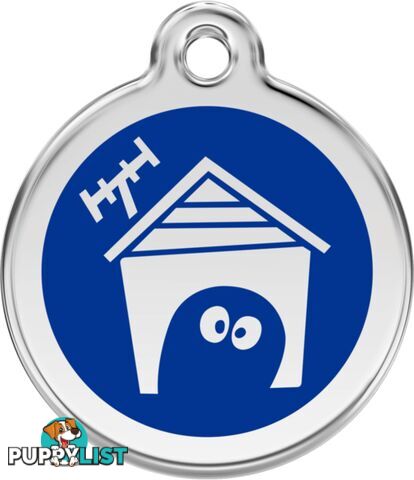 RED DINGO ENAMEL DOG HOUSE TAG - DARK BLUE - LIFET