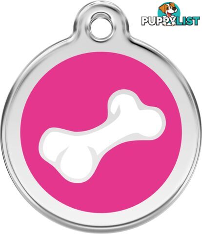 RED DINGO 2D BONE TAG HOT PINK - LIFETIME GUARANTE