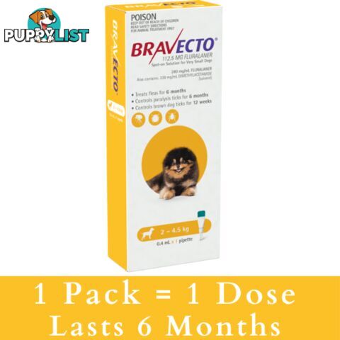 BRAVECTO SPOT ON FOR EXTRA SMALL DOGS 2 - 4.5KG (Y