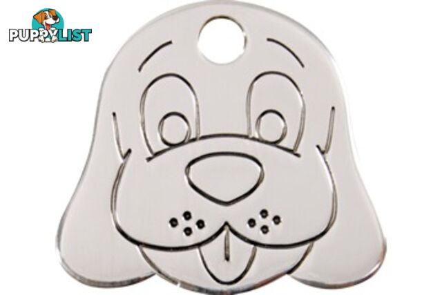 RED DINGO STAINLESS STEEL DOG FACE TAG - LIFETIME