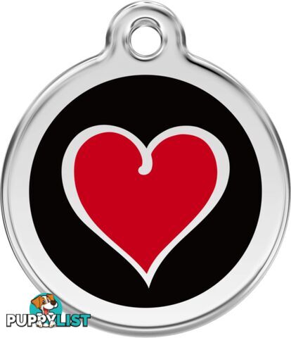 RED DINGO ENAMEL BLACK/RED HEART TAG - LIFETIME GU