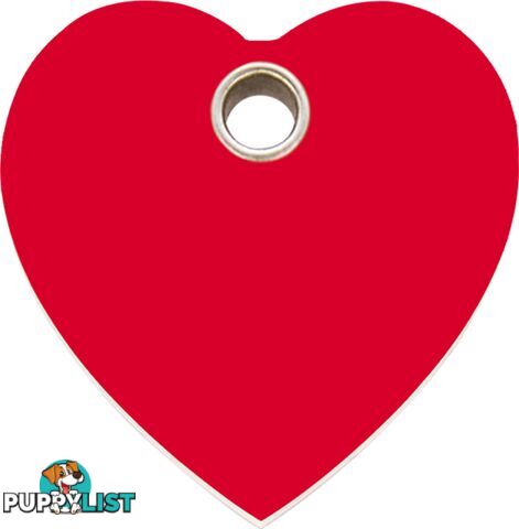 RED DINGO - PLASTIC HEART TAG - RED ENGRAVED