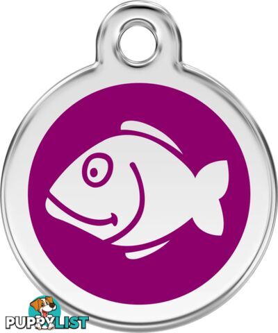 RED DINGO ENAMEL FISH TAG - PURPLE - LIFETIME GUAR