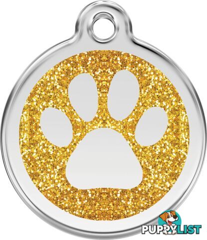 RED DINGO GLITTER PAW PRINT TAG GOLD - LIFETIME GU