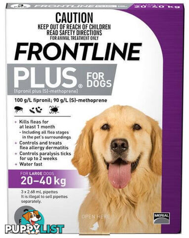 FRONTLINE PLUS FOR LARGE DOGS 20-40KG (PURPLE)