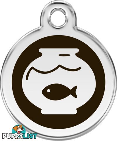 RED DINGO ENAMEL FISH BOWL TAG - BLACK - LIFETIME