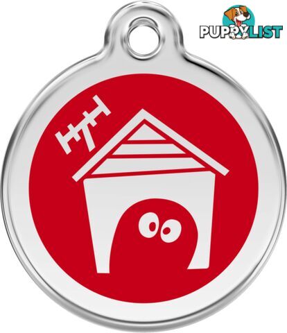 RED DINGO DOG ENAMEL HOUSE TAG - RED - LIFETIME GU