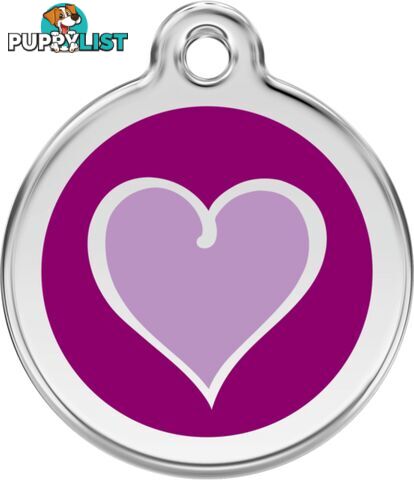 RED DINGO ENAMEL PURPLE/PINK HEART TAG - LIFETIME