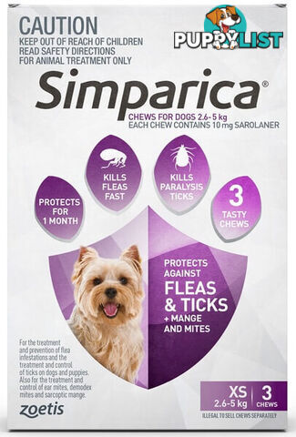 SIMPARICA PUPPY & SMALL DOG 2.6 - 5 KG (PURPLE