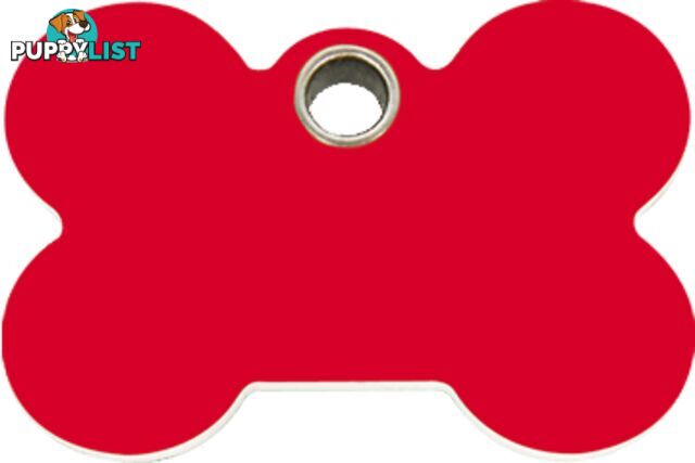 RED DINGO - PLASTIC BONE TAG - RED - ENGRAVED