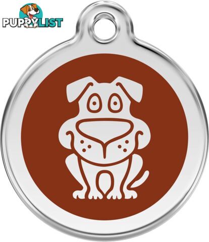 RED DINGO ENAMEL DOG TAG - BROWN - LIFETIME GUARAN