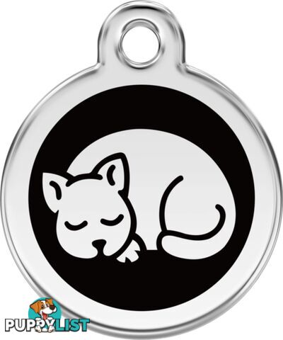 RED DINGO ENAMEL KITTEN TAG - BLACK - LIFETIME GUA