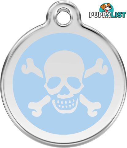 RED DINGO SKULL & CROSS BONES LIGHT BLUE TAG -