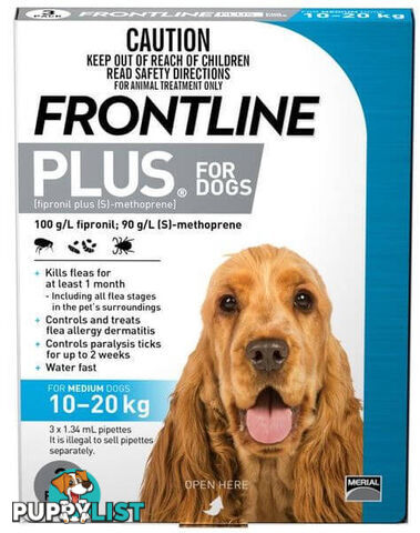 FRONTLINE PLUS FOR MEDIUM DOGS 10-20KG (BLUE)