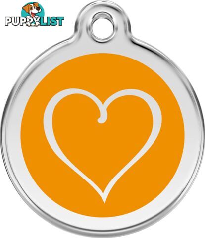 RED DINGO ENAMEL TRIBAL HEART TAG - ORANGE - LIFET