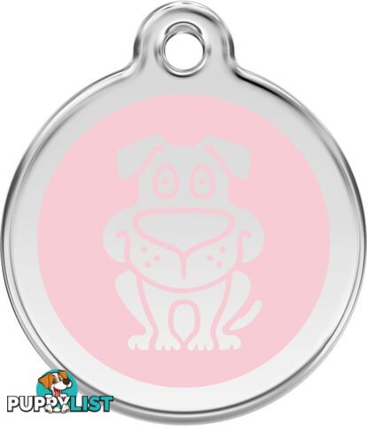 RED DINGO ENAMEL DOG TAG - LIGHT PINK - LIFETIME G