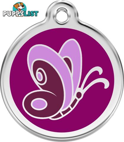 RED DINGO ENAMEL BUTTERFLY TAG - PURPLE- LIFETIME