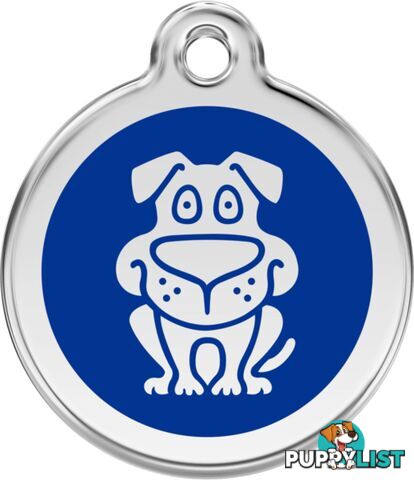 RED DINGO ENAMEL DOG TAG - DARK BLUE - LIFETIME GU