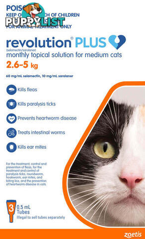 REVOLUTION PLUS FOR MEDIUM CATS 2.6-5KG - ORANGE