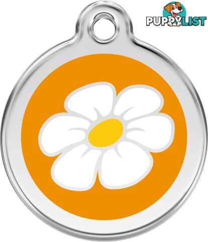 RED DINGO ENAMEL DAISY TAG - ORANGE - LIFETIME GUA