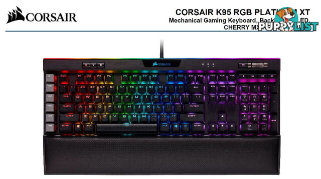 Corsair K95 RGB PLATINUM XT, Cherry MX Blue, Dynamic Per-Key RGB Backlighting with 19-Zone LightEdge, Mechanical Gaming Keyboard - KBCH-K95PLTM-BL-XT