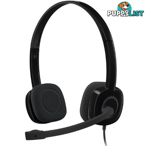 Logitech H151 Stereo Headset Light Weight Adjustable Headphone with Microphone 3.5mm jack In-line audio controls Noise-cancelling - SPLT-H151BLK