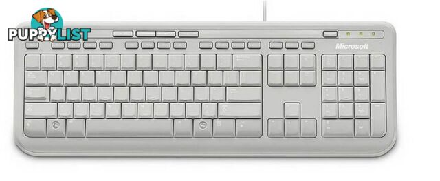 Microsoft Wired 600 Keyboard Only USB, 3 Year, ANB-00034 Retail Pack, White - KBMSWKB600WH