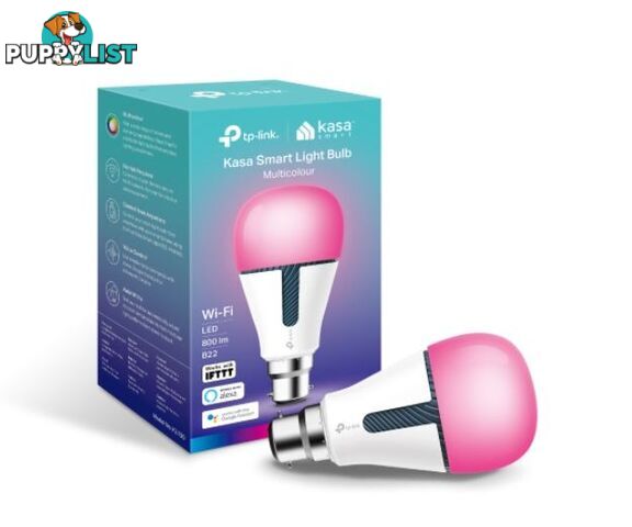 TP-Link KL130B Kasa Smart Light Bulb, Bayonet Fitting, Multicolour, No Hub Required, Voice Control, 2500K-9000K, 800lm, 10W, 2.4 GHz, 2 Year Warranty - HETL-KL130B