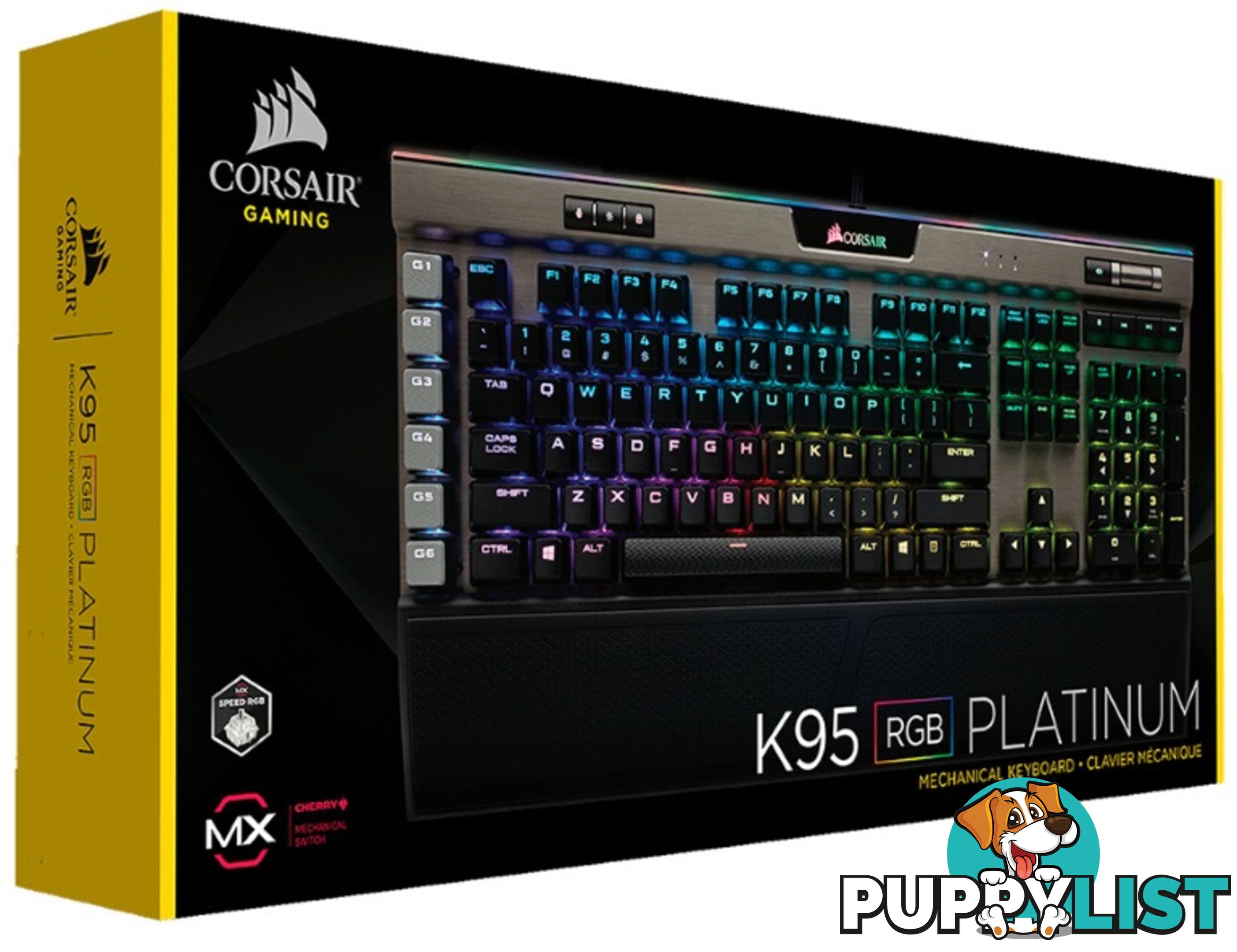 Corsair K95 RGB PLATINUM Cherry MX SPEED, Gunmetal Silver Trim, 18 G keys and RGB color, Mechanical Gaming Keyboard (LS) - KBCH-K95PLTM-RF-GM