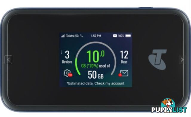 Telstra 5G Wi-Fi Pro Router with Gigabit LAN port (Unlocked) â 5G / 4GX LTE Advanced CAT 20, 2.4â² colour touch screen, 4500mAH Removable Battery - MDTMU500