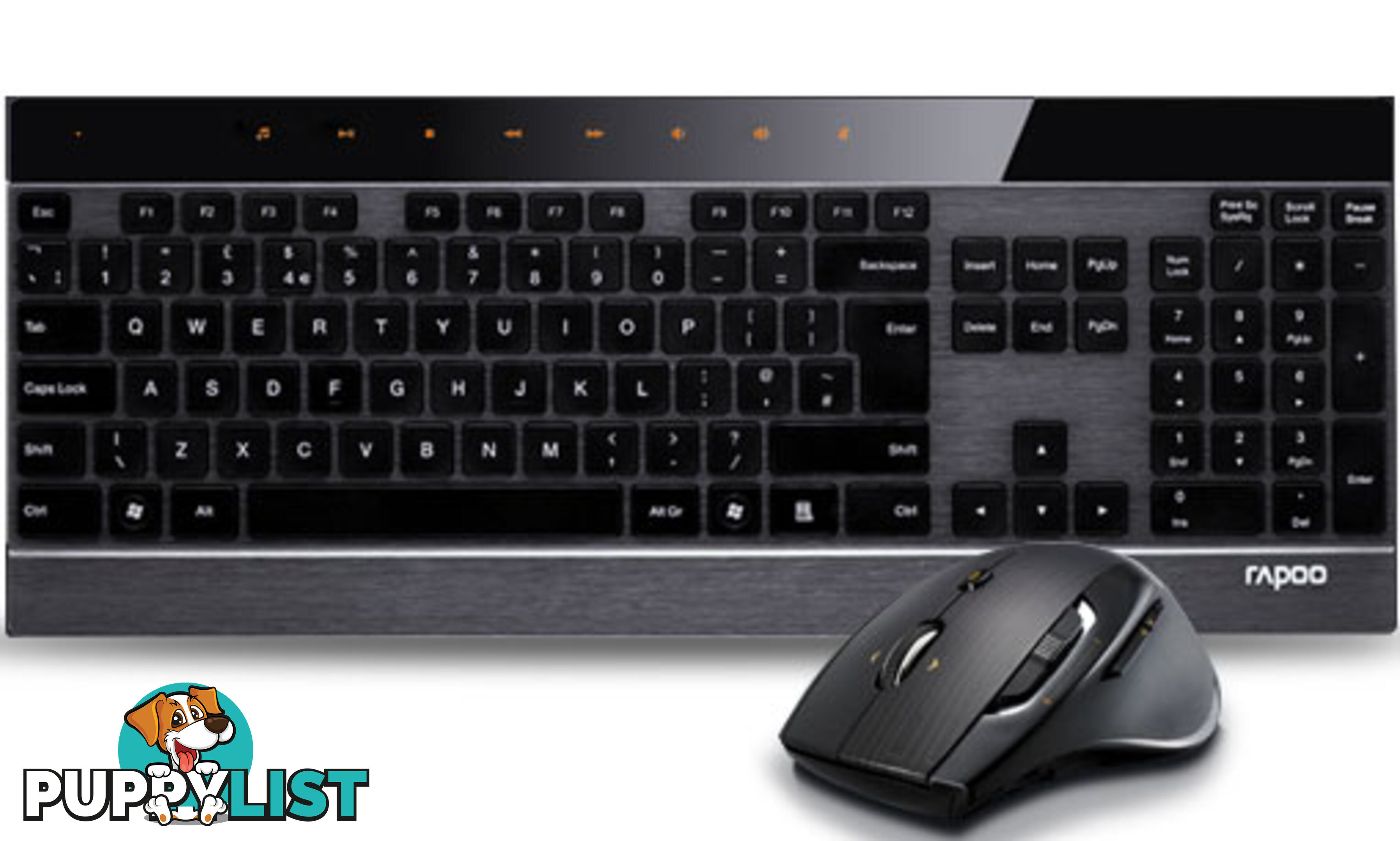 RAPOO 8900P 5GHz Wireless Laser Metal Keyboard Mouse Combo â UltraThin Adjustable HD Laser Engine - KBRP-8900P