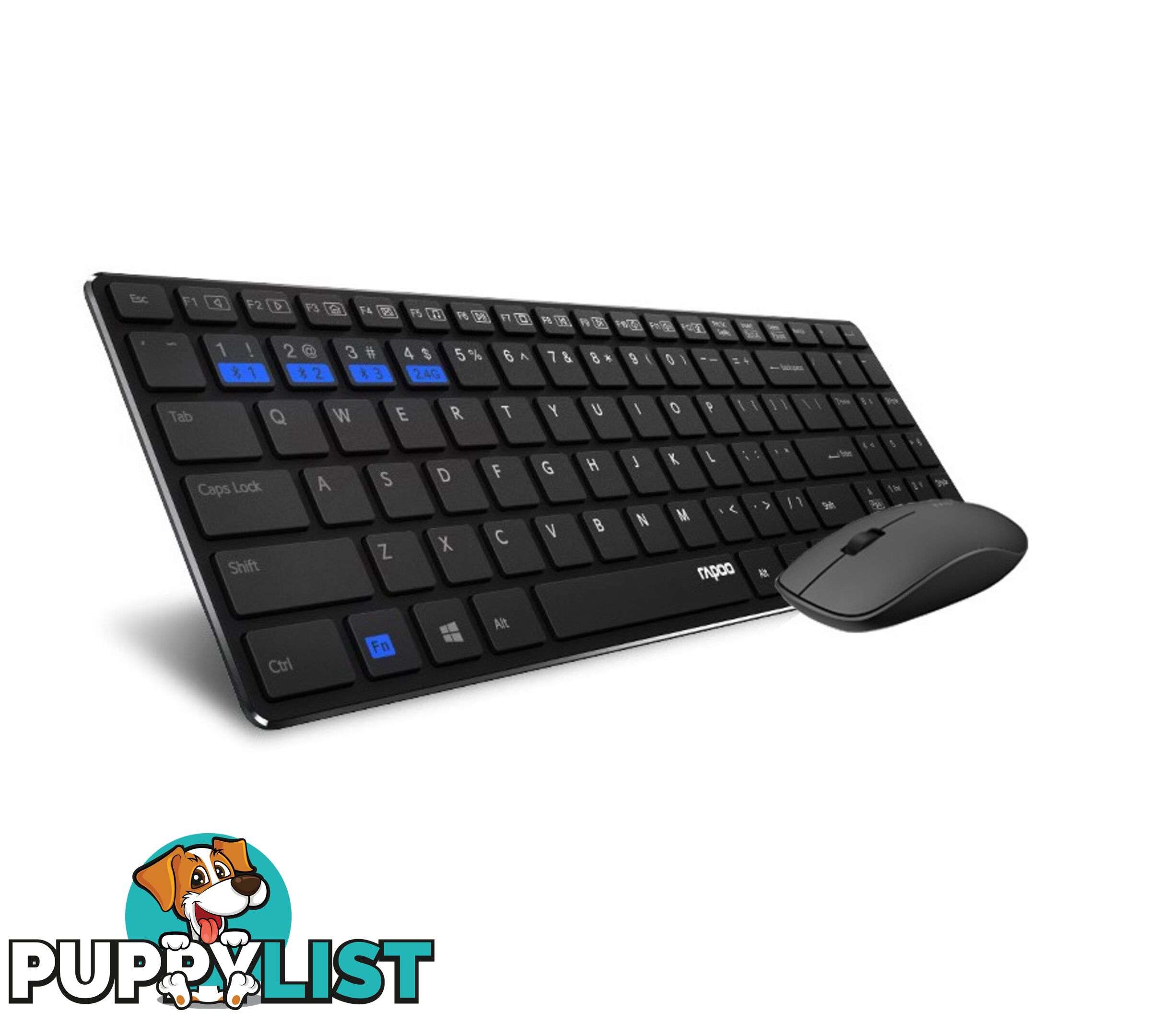 RAPOO 9300M Bluetooth & 2.4G Wireless Multi-mode Keyboard Mouse Combo Black â 1300DPI Spill-Resistant 5.6mm Ultra-Slim ~ 9060M - KBRP-9300M-BLACK