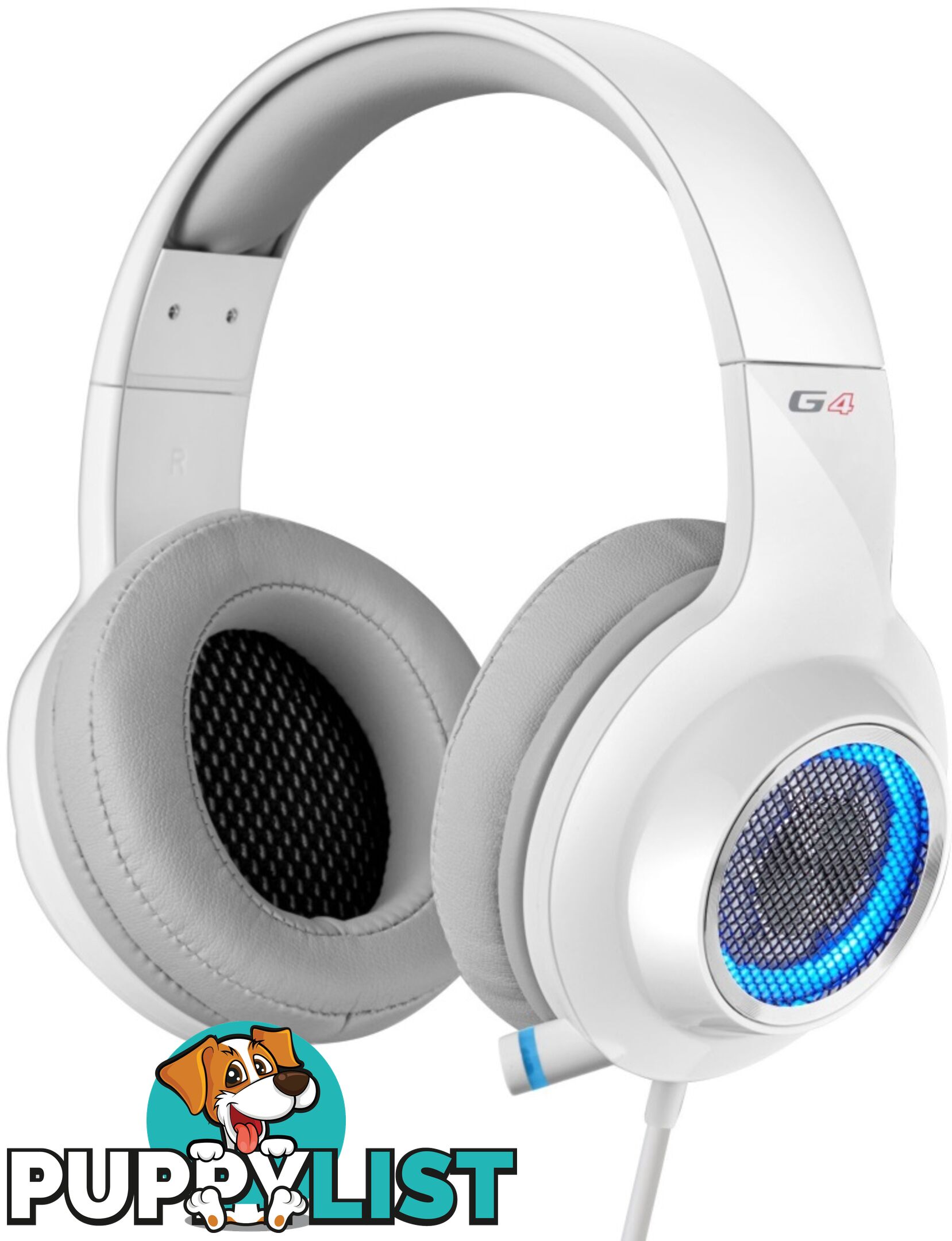 Edifier G4 7.1 Virtual Surround Sound USB Gaming Headset White â V7.1 Surround Sound/ Retractable Mic/LED Lights Mesh/USB/Gaming/PC/Laptop - SPE-G4-WHITE