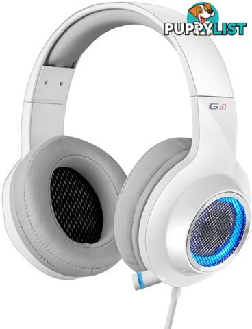 Edifier G4 7.1 Virtual Surround Sound USB Gaming Headset White â V7.1 Surround Sound/ Retractable Mic/LED Lights Mesh/USB/Gaming/PC/Laptop - SPE-G4-WHITE