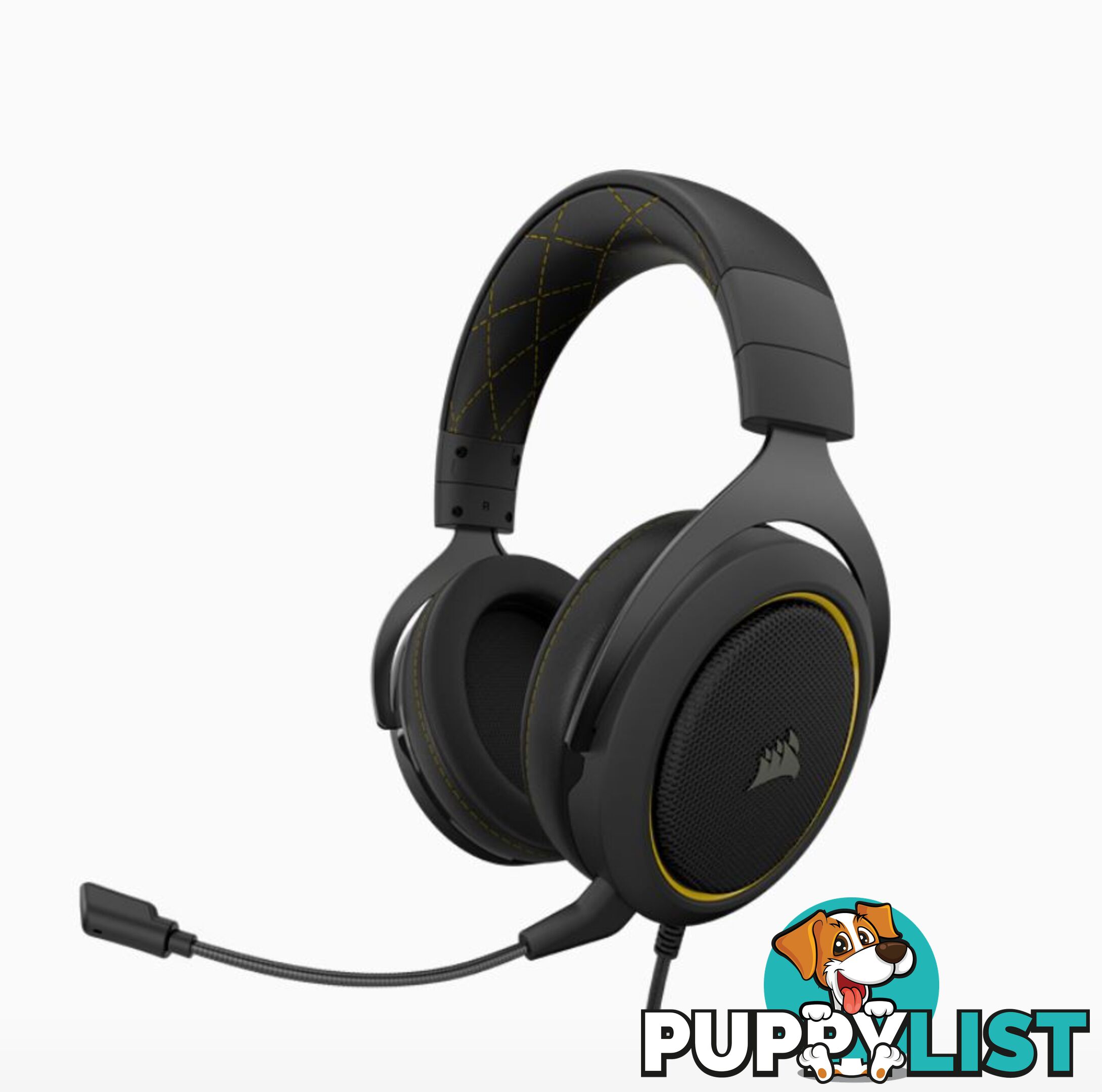 Corsair HS60 PRO Black Yellow Trim STEREO 7.1 Surround, memory foam, Discord Certified, PC and Console compatible Gaming Headset - SPCA-HS60PRO-YL