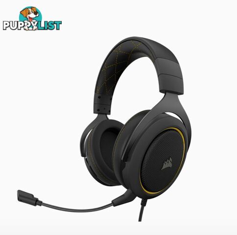 Corsair HS60 PRO Black Yellow Trim STEREO 7.1 Surround, memory foam, Discord Certified, PC and Console compatible Gaming Headset - SPCA-HS60PRO-YL