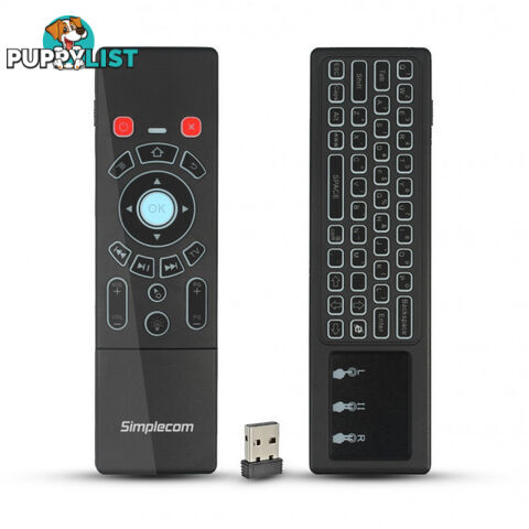 Simplecom RT250 Rechargeable 2.4GHz Wireless Remote Air Mouse Keyboard with Touch Pad and Backlight - MISI-RT250