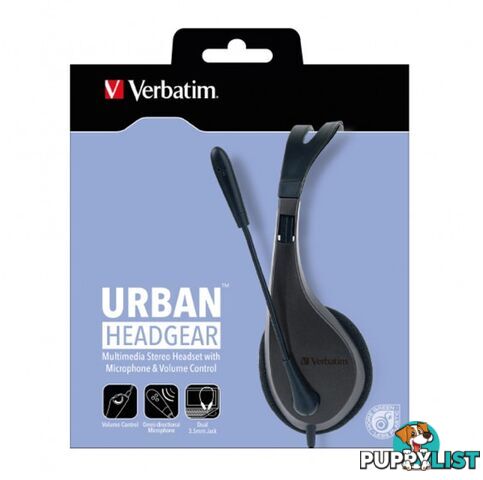 Verbatim Multimedia Headset with Microphone â Wide Frequency Stereo, 40mm Drivers, Comfortable Ergonomic Fit, Adjustable, Built-in, omni-directional - SPH-41646