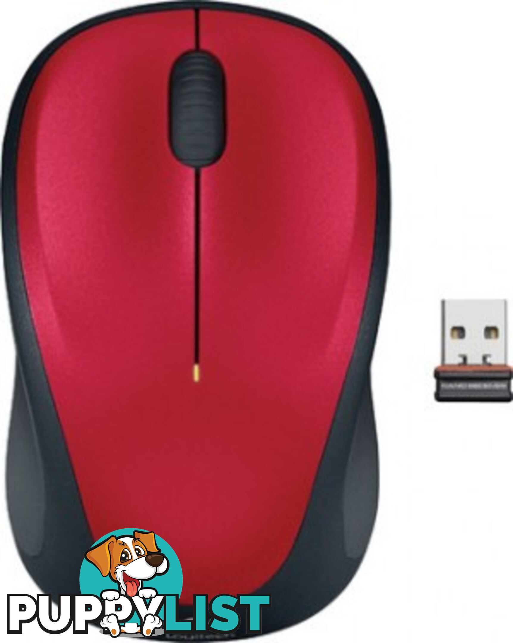 Logitech M235 Wireless Mouse Red Contoured design Glossy Comfort Grip Advanced Optical Tracking 1-year battery life - MILT-M235RED