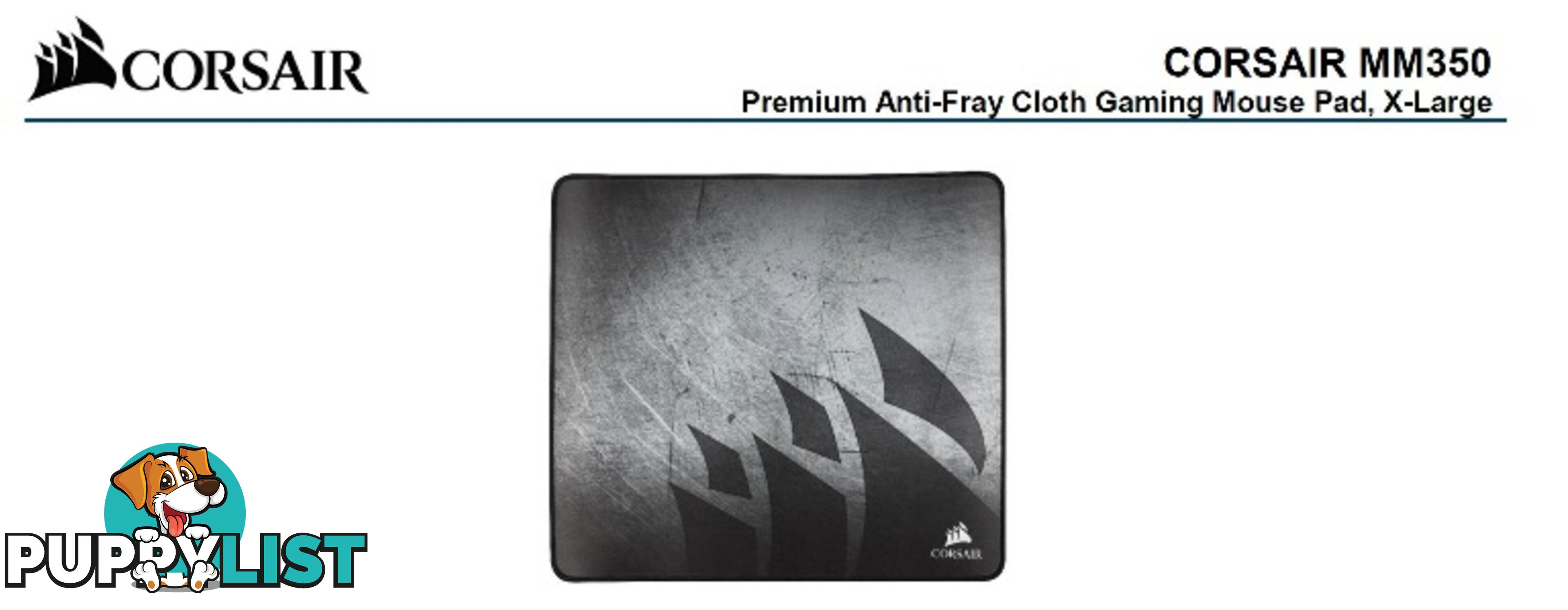 Corsair MM350 Premium Anti-Fray Cloth Gaming Mouse Pad. Extra Large Edition 450mm x 400mm x 5mm - MICH-MM350-XLG