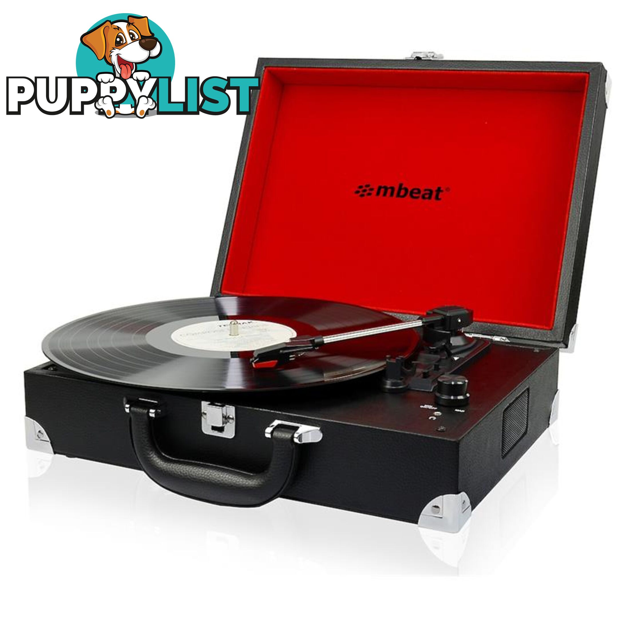 mbeatÂ®Retro Briefcase-styled USB Turntable Recorder - SPMB-USB-TR88