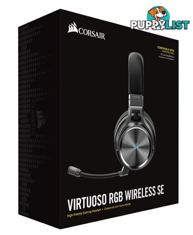 Corsair Virtuoso Wireless RGB SE Gunmetal 7.1 Headset. High Fidelity Ultra Comfort, supports USB and 3.5mm Gaming Headset - SPCA-VIRTUSE-GM