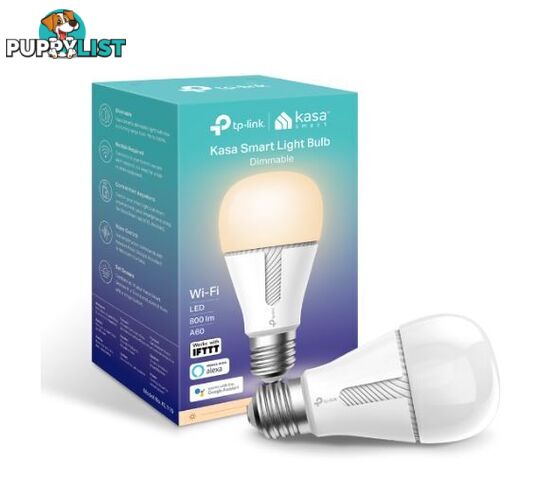 TP-Link KL110 Kasa Smart Light Bulb, Edison Screw, Dimmable, No Hub Required, Voice Control, 2700K, 800lm, 10W, 2.4 GHz, 2 Year Warranty - HETL-KL110