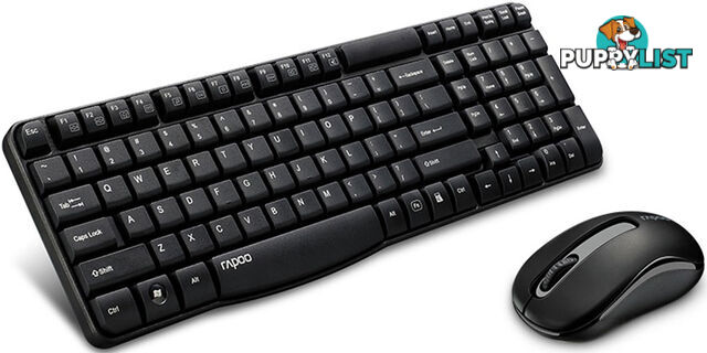 RAPOO X1800S 2.4GHz Wireless Optical Keyboard Mouse Combo Black â 1000DPI Nano Receiver 12m Battery - KBRP-X1800S-BLACK