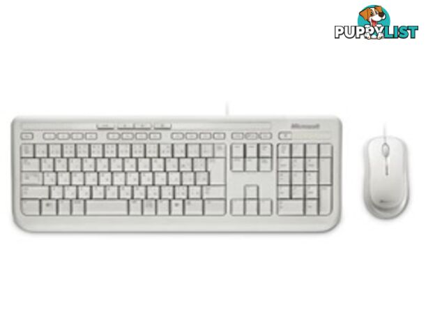 Microsoft Wired Desktop 600 White USB White Mouse & Keyboard Retail Pack - KBMSDESK600WH