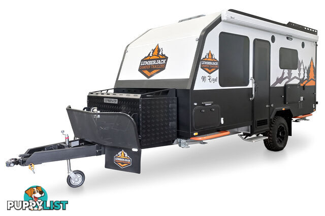 MT ROYAL: CRISP WHITE WITH ORANGE DECALS 16FT HARD ROOF HYBRID CARAVAN