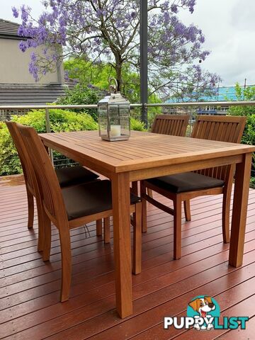 Solid Teak 5-piece Outdoor Dining Setting